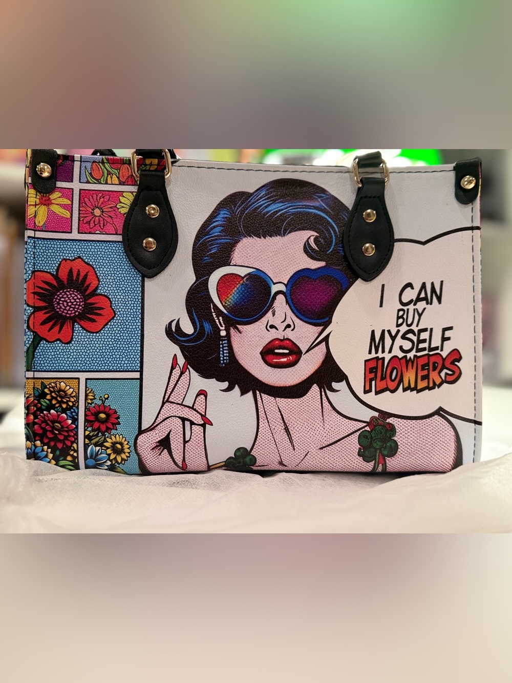 I Can Buy Myself Flowers - Comic Girl Personalized Custom Leather Handbag